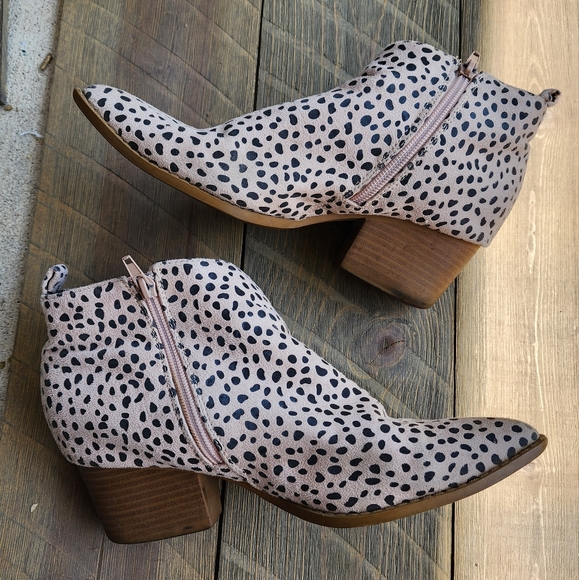 Spotted Ankle Boots in Black and Cream - Picture 1 of 15